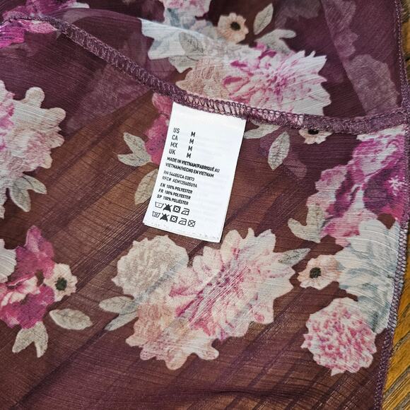 American Eagle Sheer Boho Open Kimono Floral Bloomcore Cardigan Topper Cover Up - Picture 7 of 8